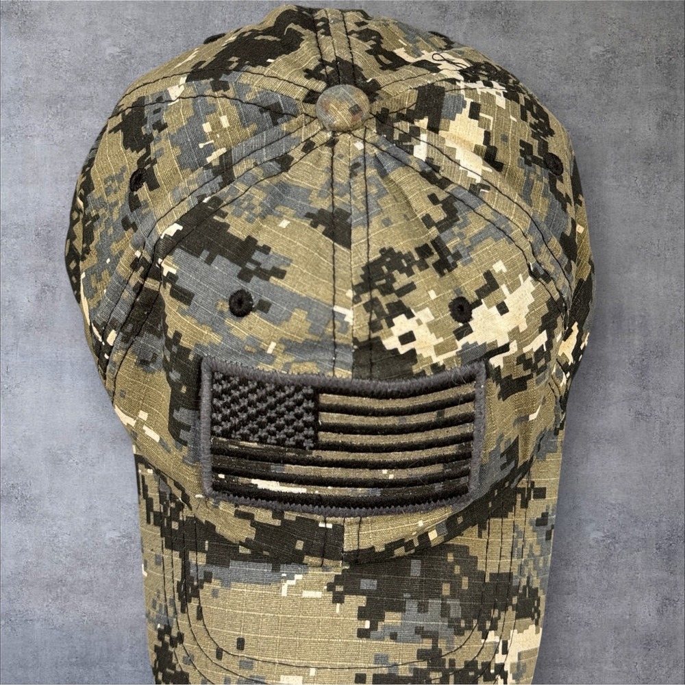 Pit Bull Digital Camo Hat Green American Flag Ripstop Adjustable Patriotic USA - Picture 2 of 9
